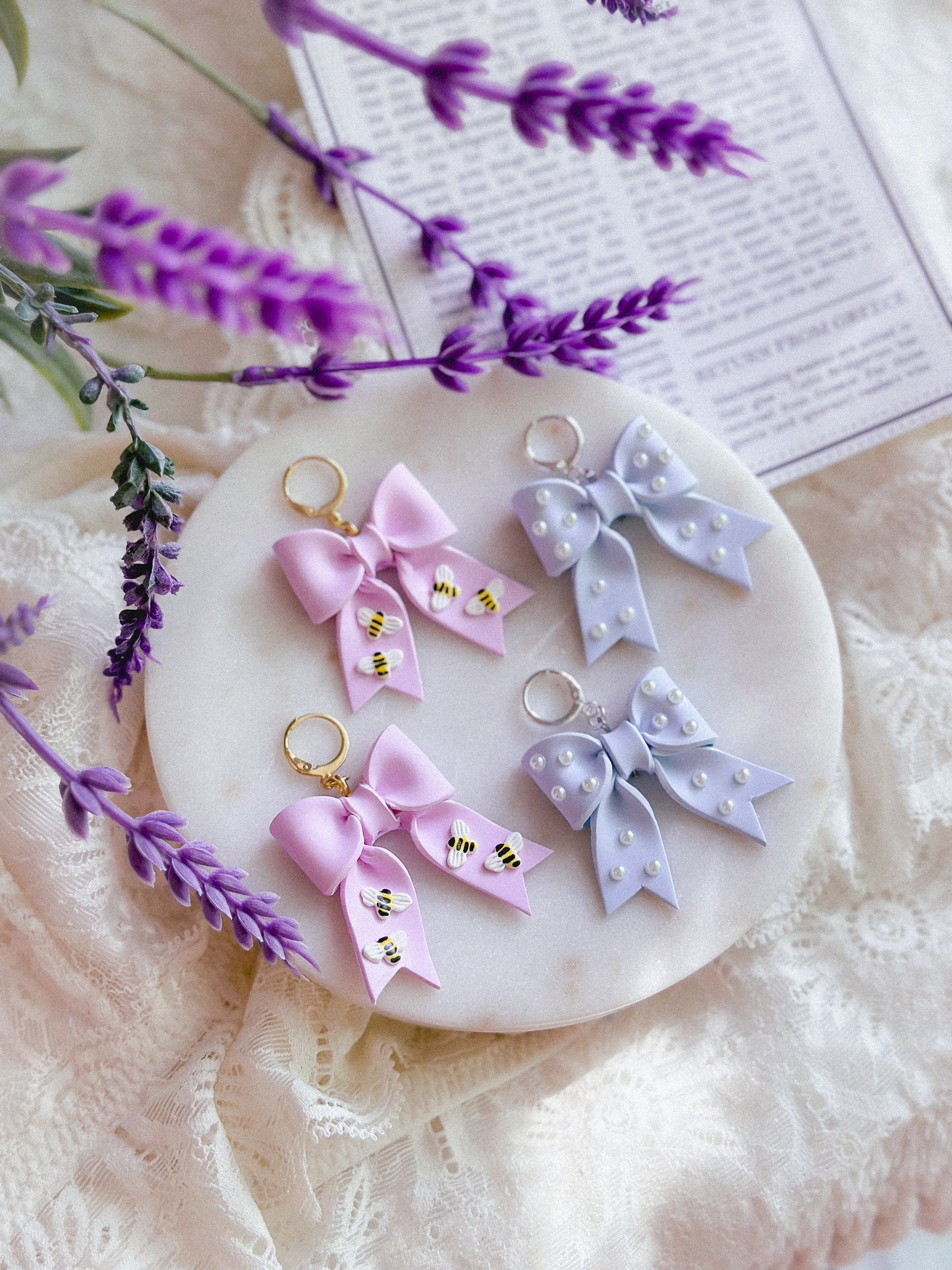 Lilac Bee Bow Drops