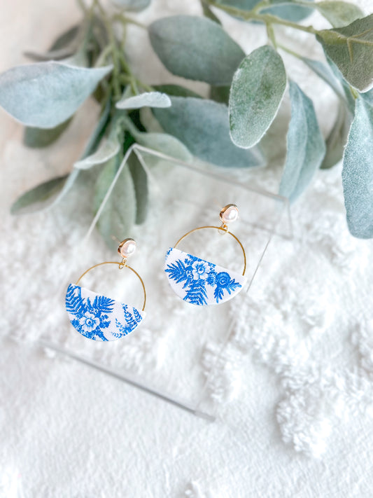 Chinoiserie + Pearl Topper Hoops