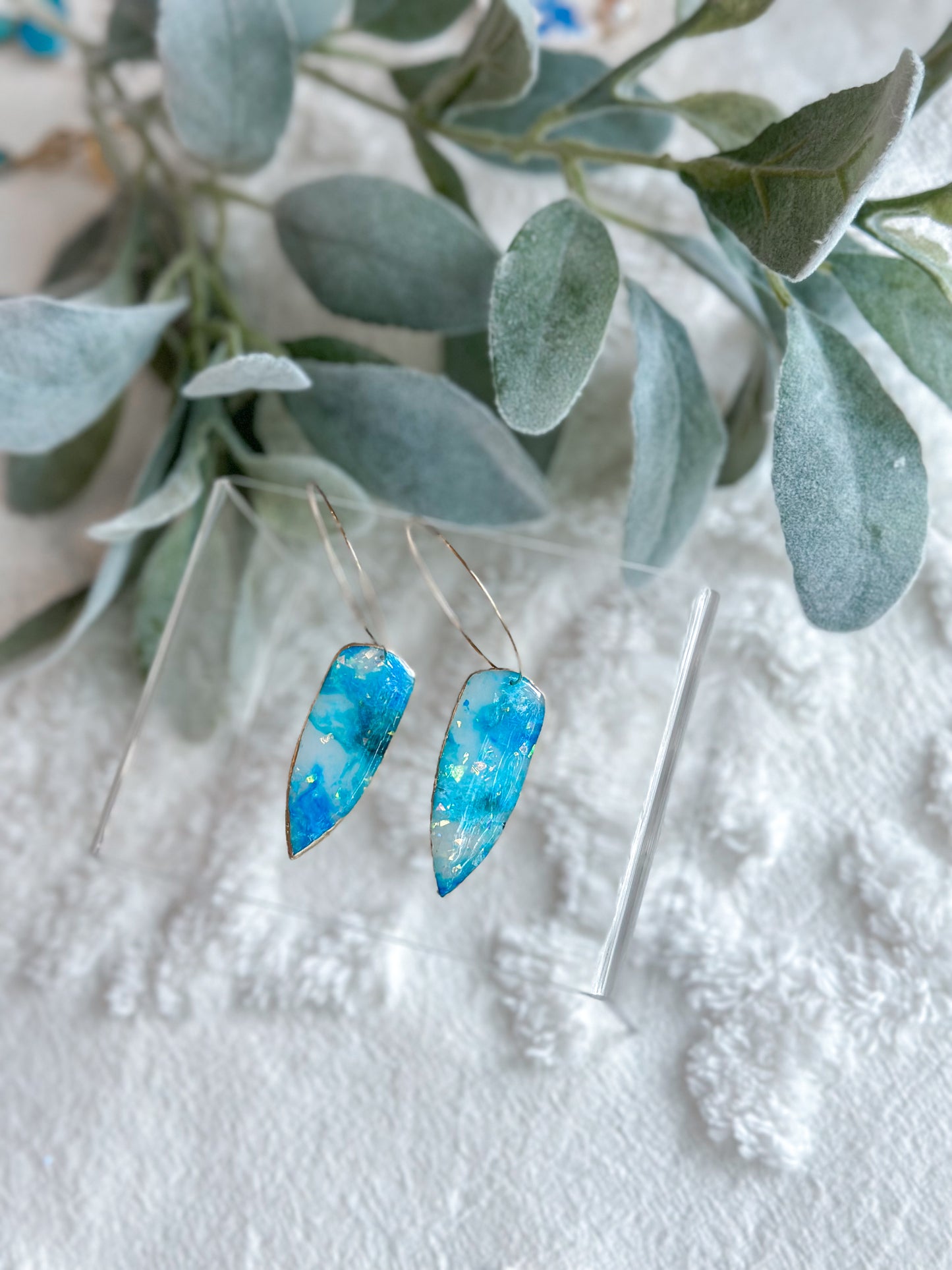 Sky Stained Glass Dagger Hoops