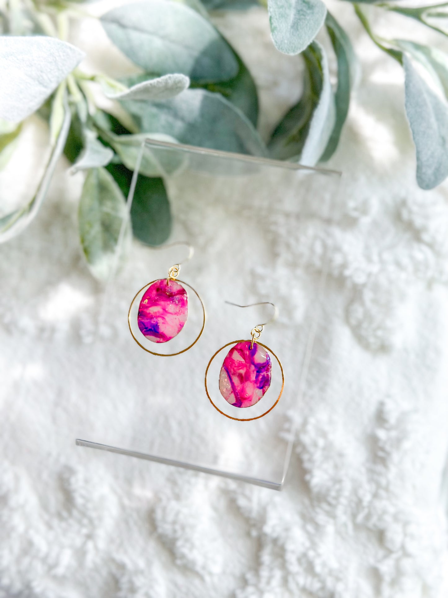 Mini Purple Pink Stained Glass Hoops