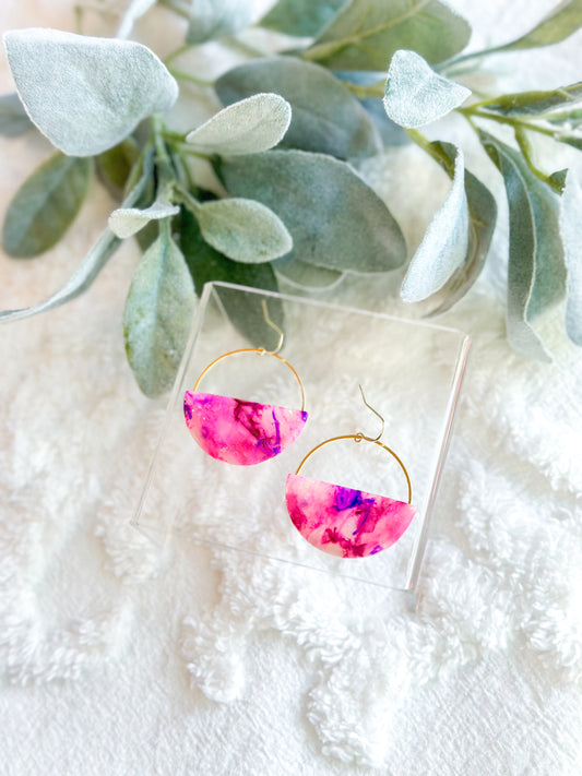 Purple Pink Stained Glass Hoops