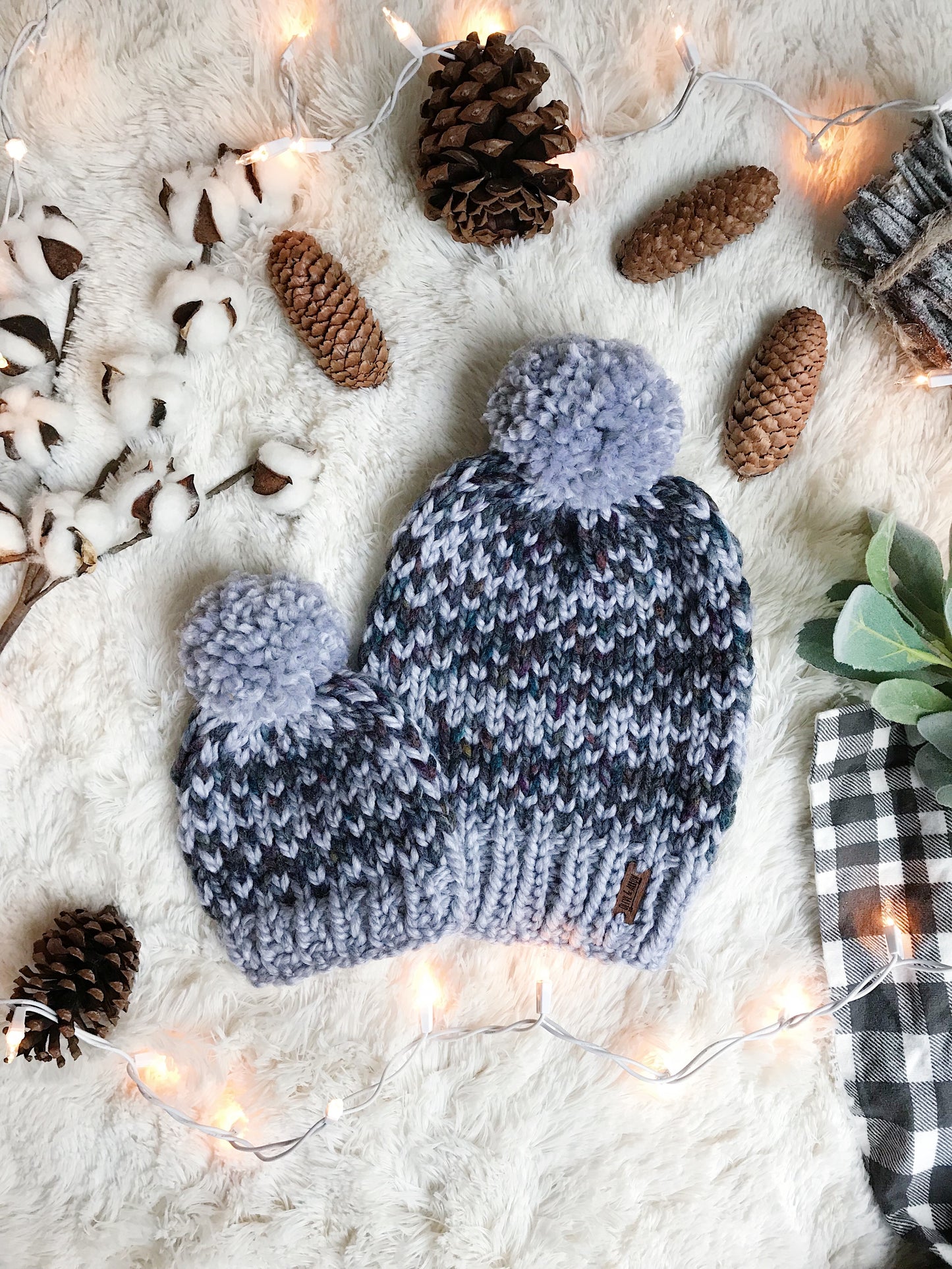 Mommy and Me SET Knitted Fair Isle Beanie with YARN Pom Pom // The Hallowell