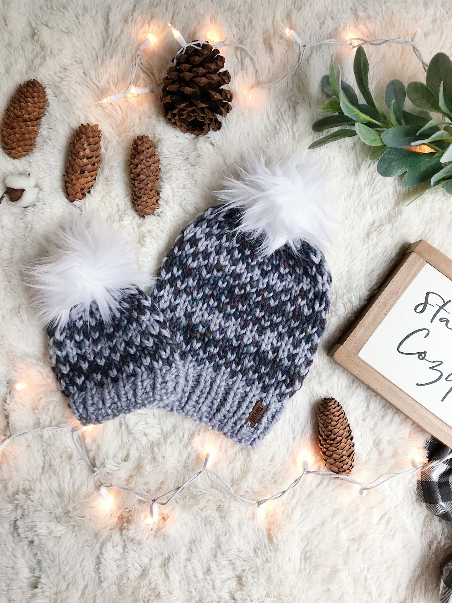 Baby Knitted Fair Isle Beanie with Faux Fur Pom Pom // The Lil Hallowell
