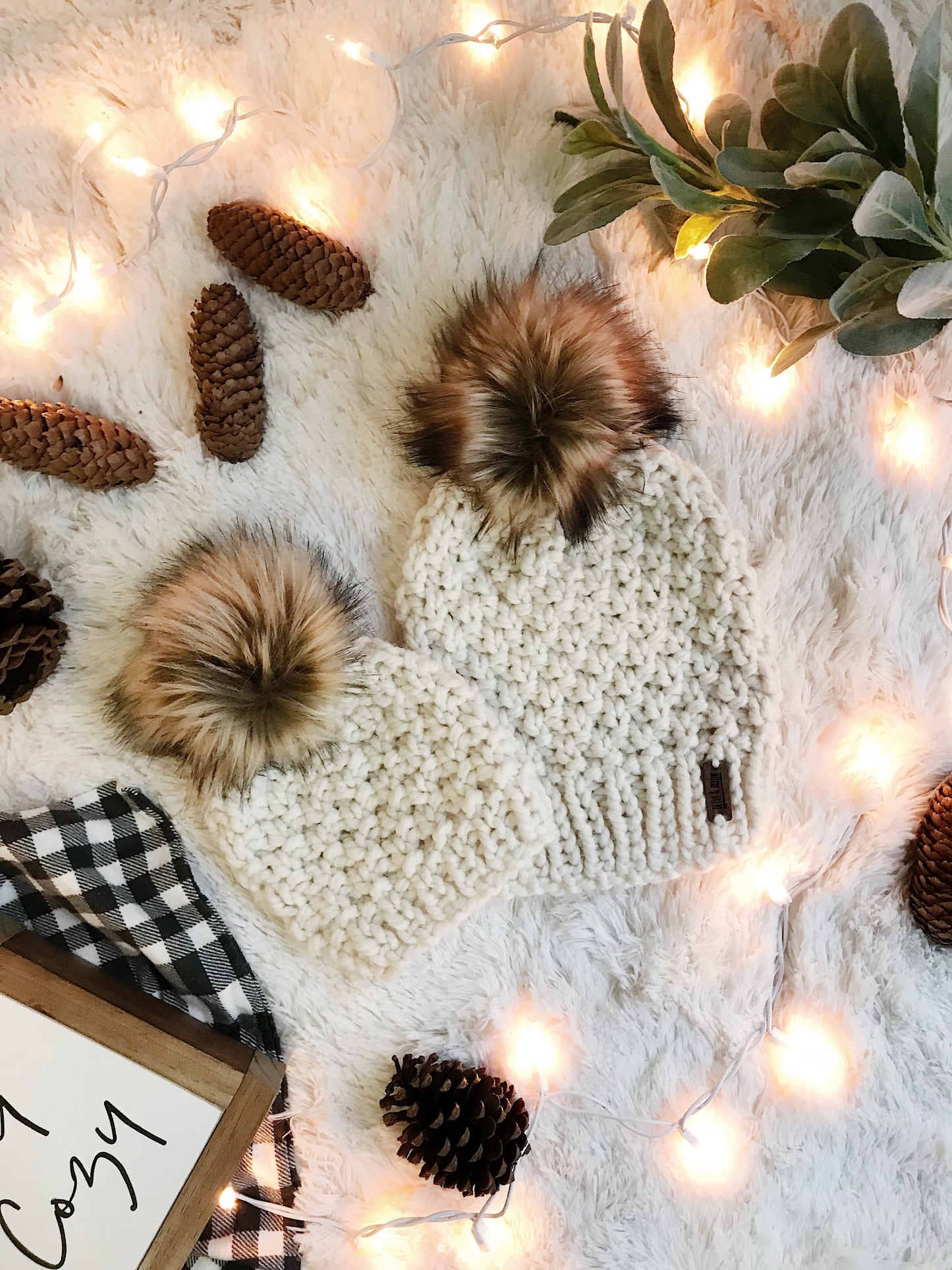 Adult Knitted Textured Beanie with Faux Fur Pom Pom // The Westbrook