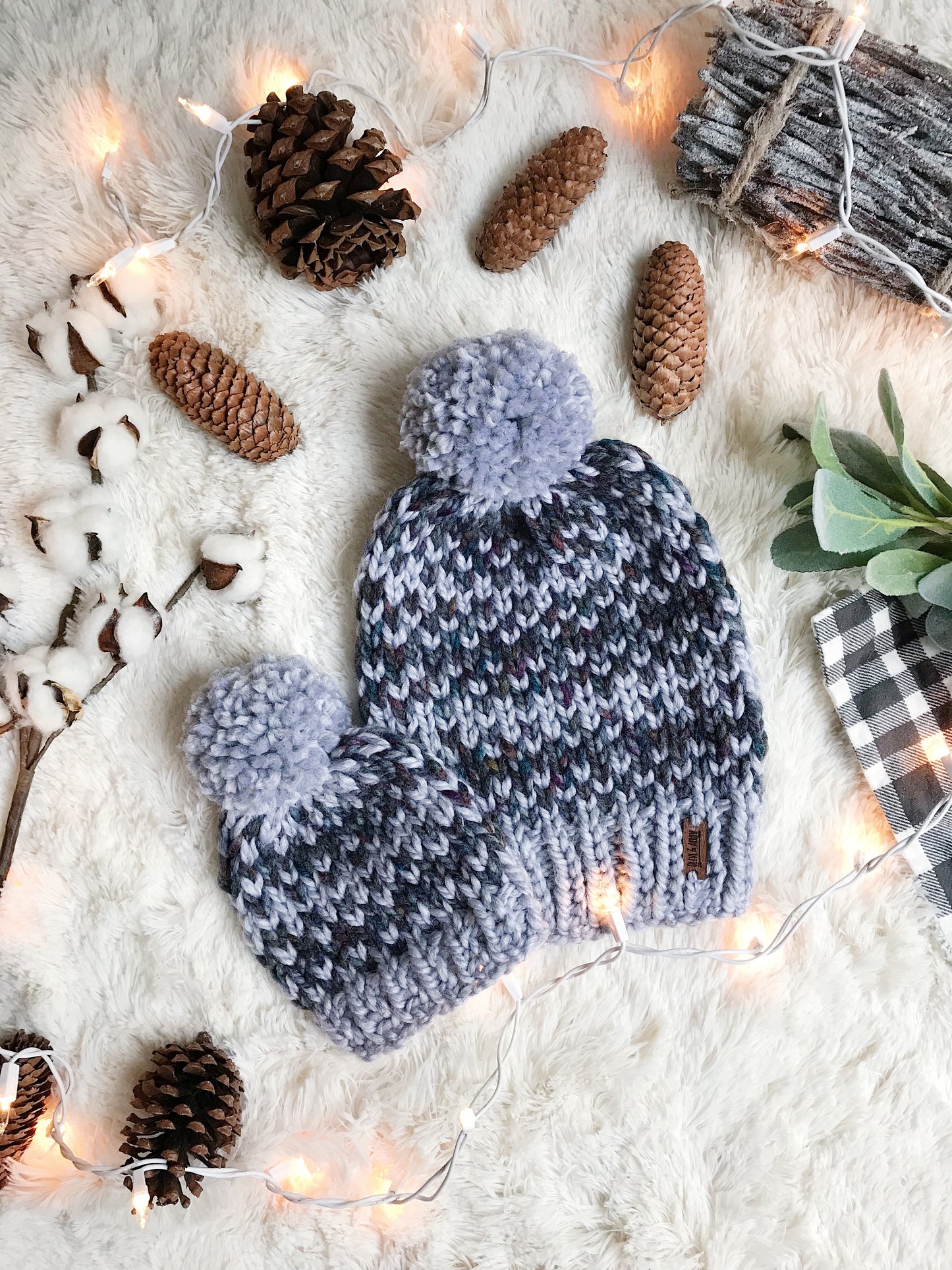 Mommy and Me SET Knitted Fair Isle Beanie with YARN Pom Pom // The Hallowell