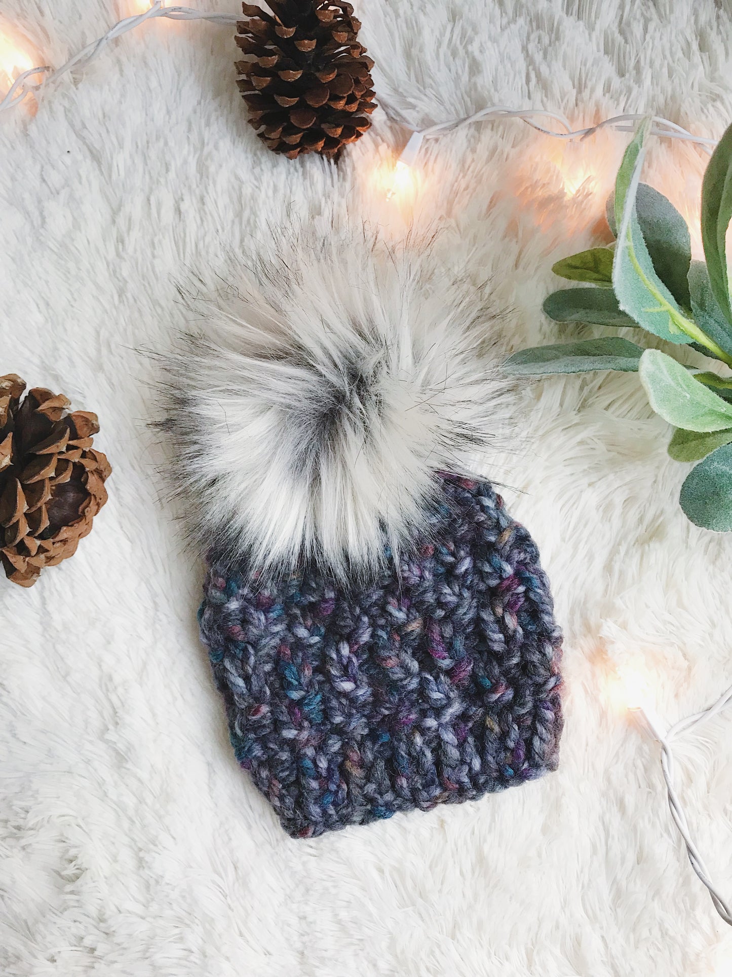 Baby Knitted Textured Beanie with Faux Fur Pom Pom // The Lil Westbrook