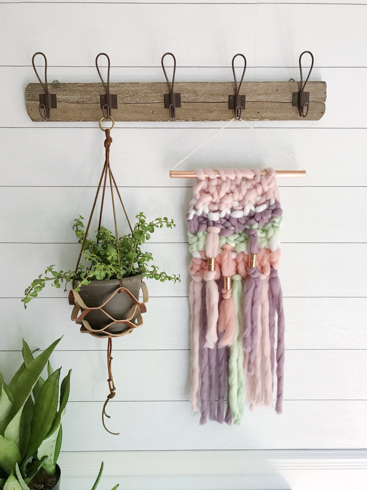 Pastel Unicorn Knit Wall Hanging with Copper Detail