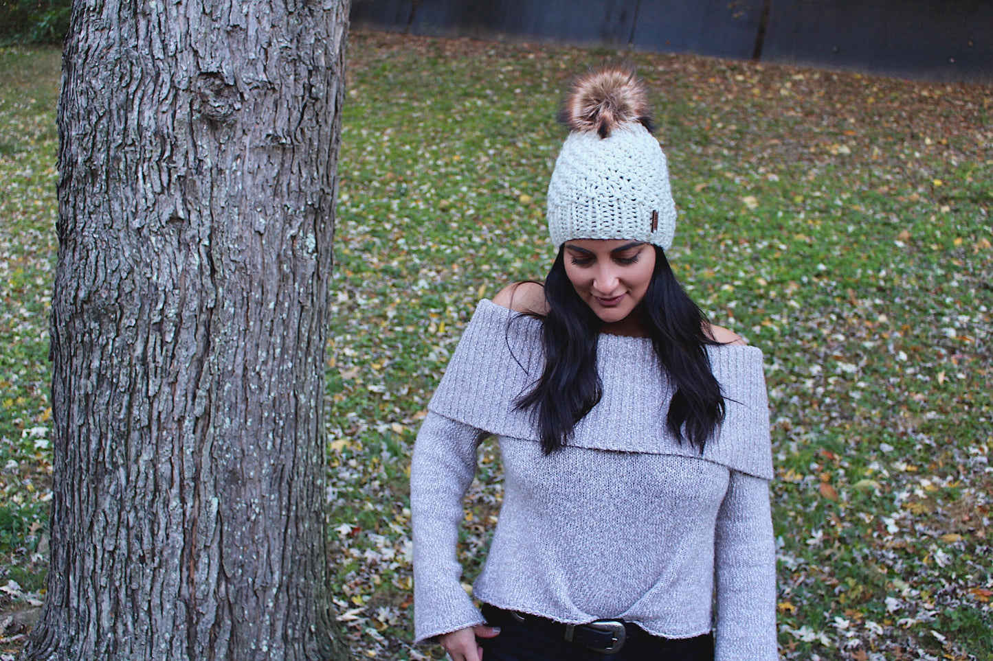 Adult Knitted Textured Beanie with Faux Fur Pom Pom // The Westbrook