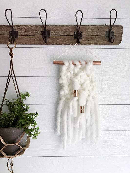 MINI Ivory Knit Wall Hanging with Copper Detail