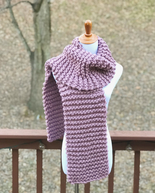 Mauve Knitted Scarf Extra Large Open Ended Wrap // The Wiscassett