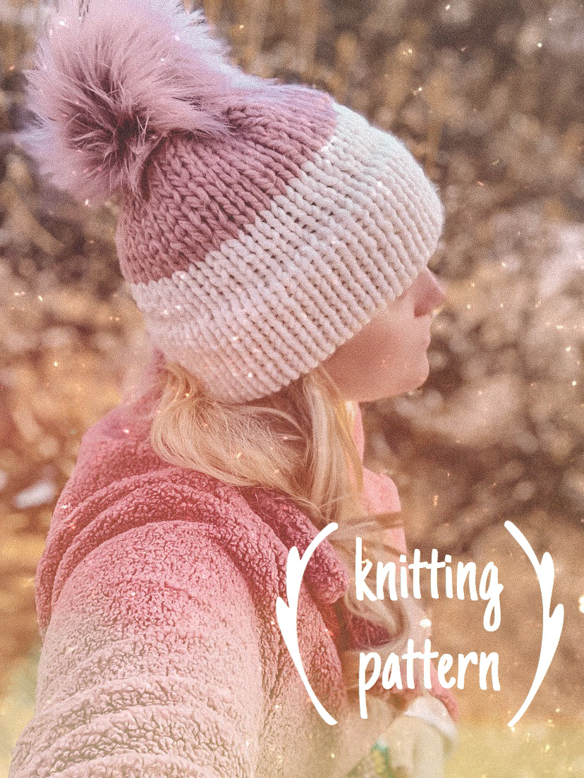 Knitting Pattern Adult Colorblock Double Brim Beanie // Colorblock