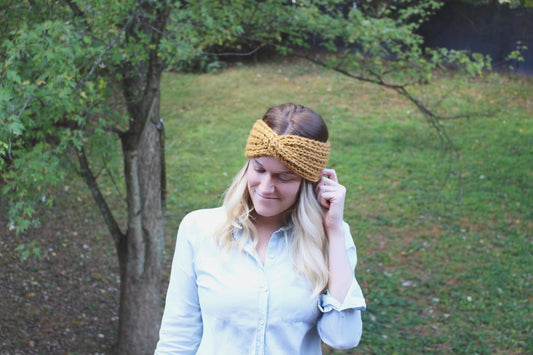 Knitted Adult Twisted Headband Messy Bun Hat Turban
