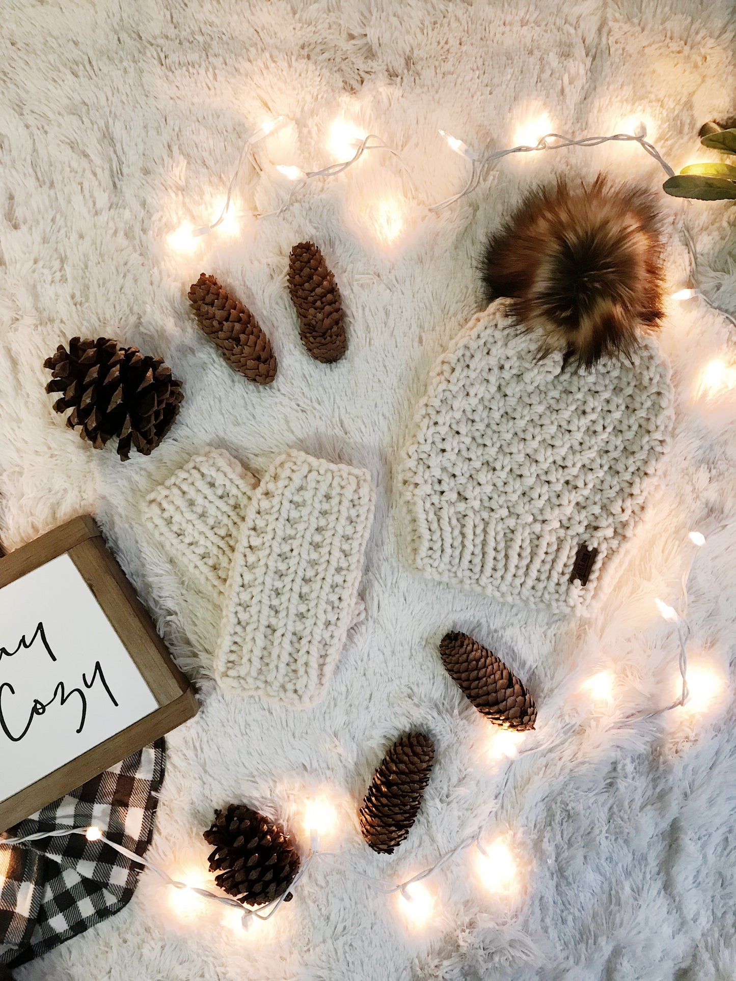 Adult Knitted Textured Beanie with Faux Fur Pom Pom // The Westbrook