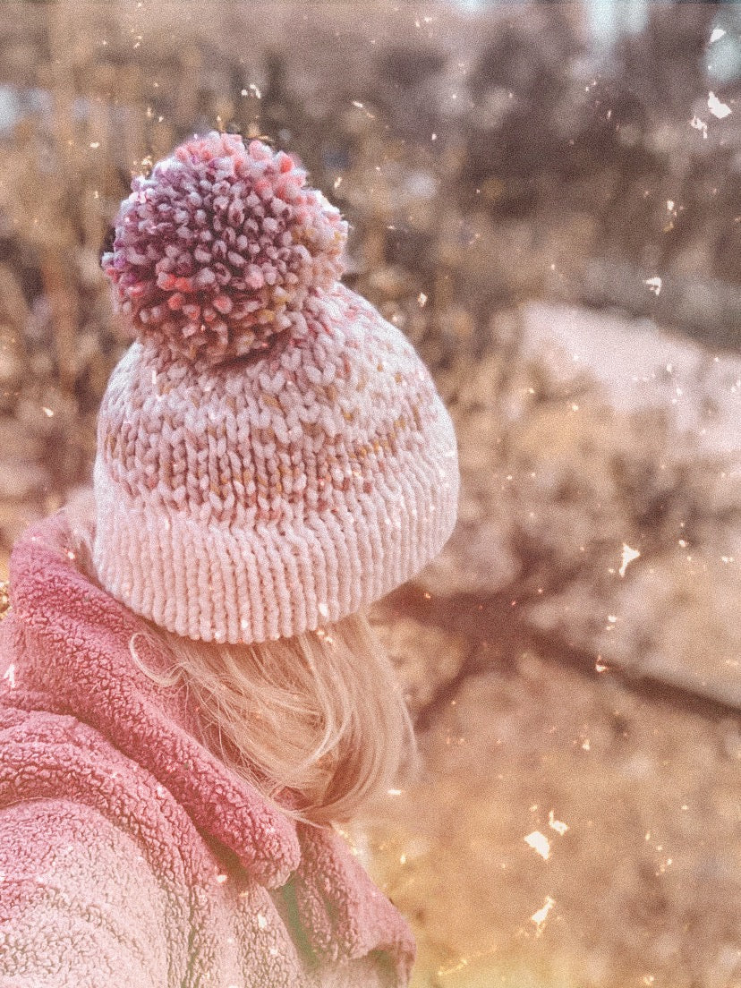 Adult Knitted Fair Isle Double Brim Beanie with Pom Pom // The Hallowell