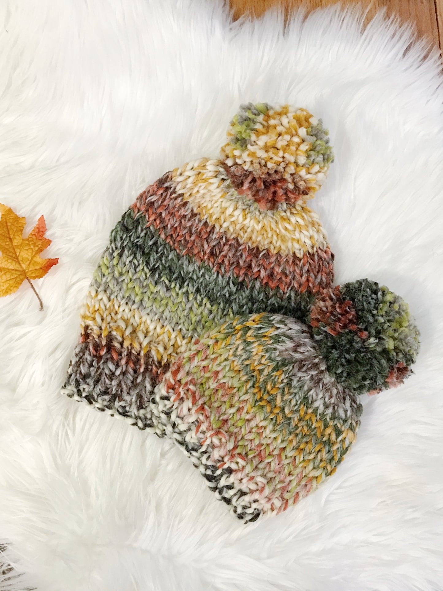 Mommy and Me Hats Knit Baby and Adult Beanie Handmade YARN Pom Pom // Coney Island