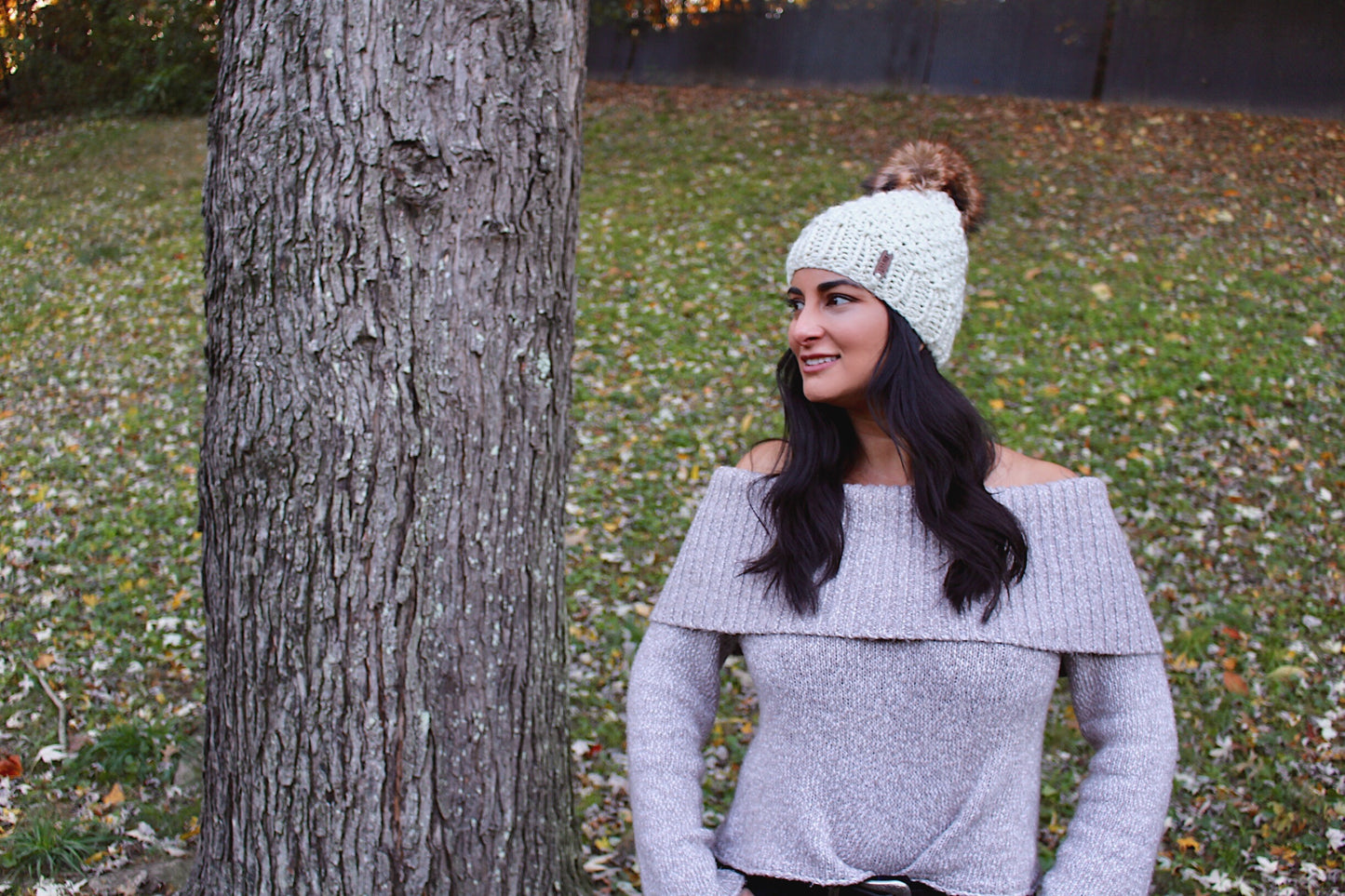Adult Knitted Textured Beanie with Faux Fur Pom Pom // The Westbrook