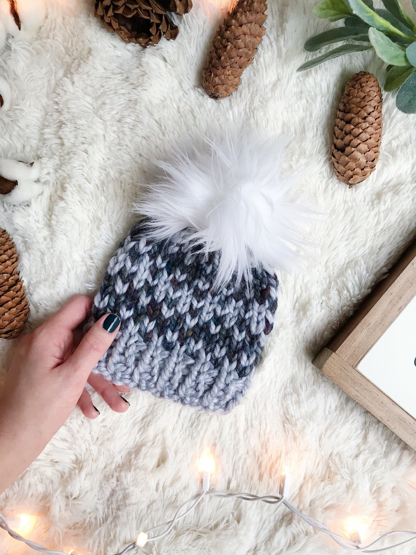 Mommy and Me SET Knitted Fair Isle Beanie with Faux Fur Pom Pom // The Hallowell