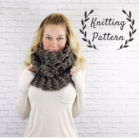 Knitting Pattern Chunky Cowl Knit Infinity Scarf Loop Snood // Claire's Cowl