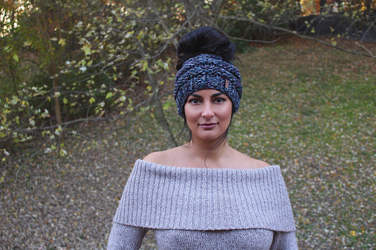 Messy Bun Hat Knitted Adult Hat