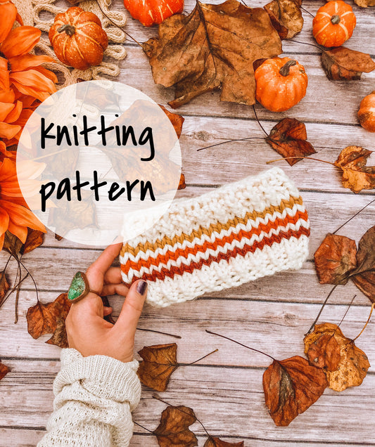Knitting Pattern Adult Knit Striped Headband // Retro Rainbow Stripes