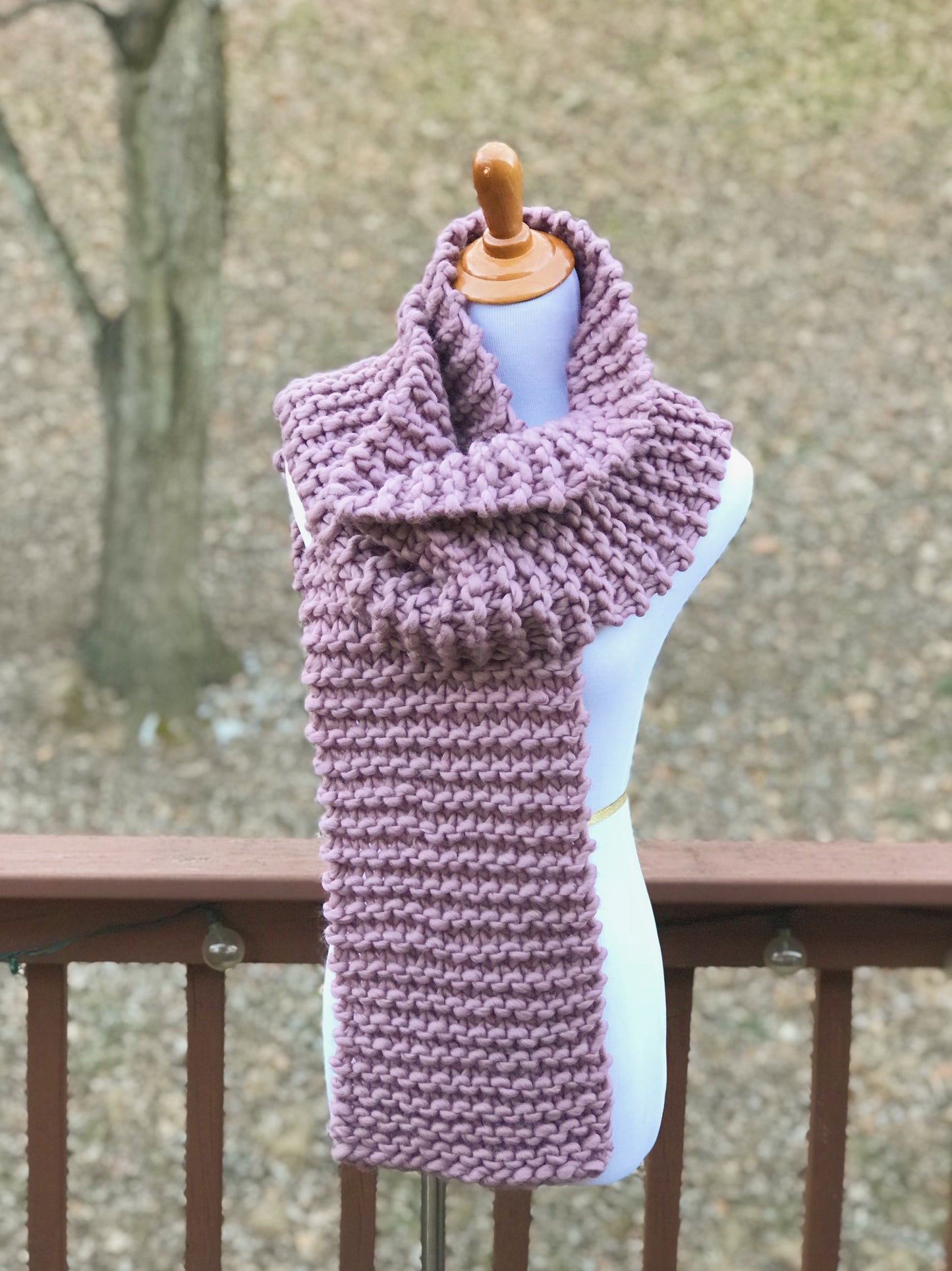Mauve Knitted Scarf Extra Large Open Ended Wrap // The Wiscassett