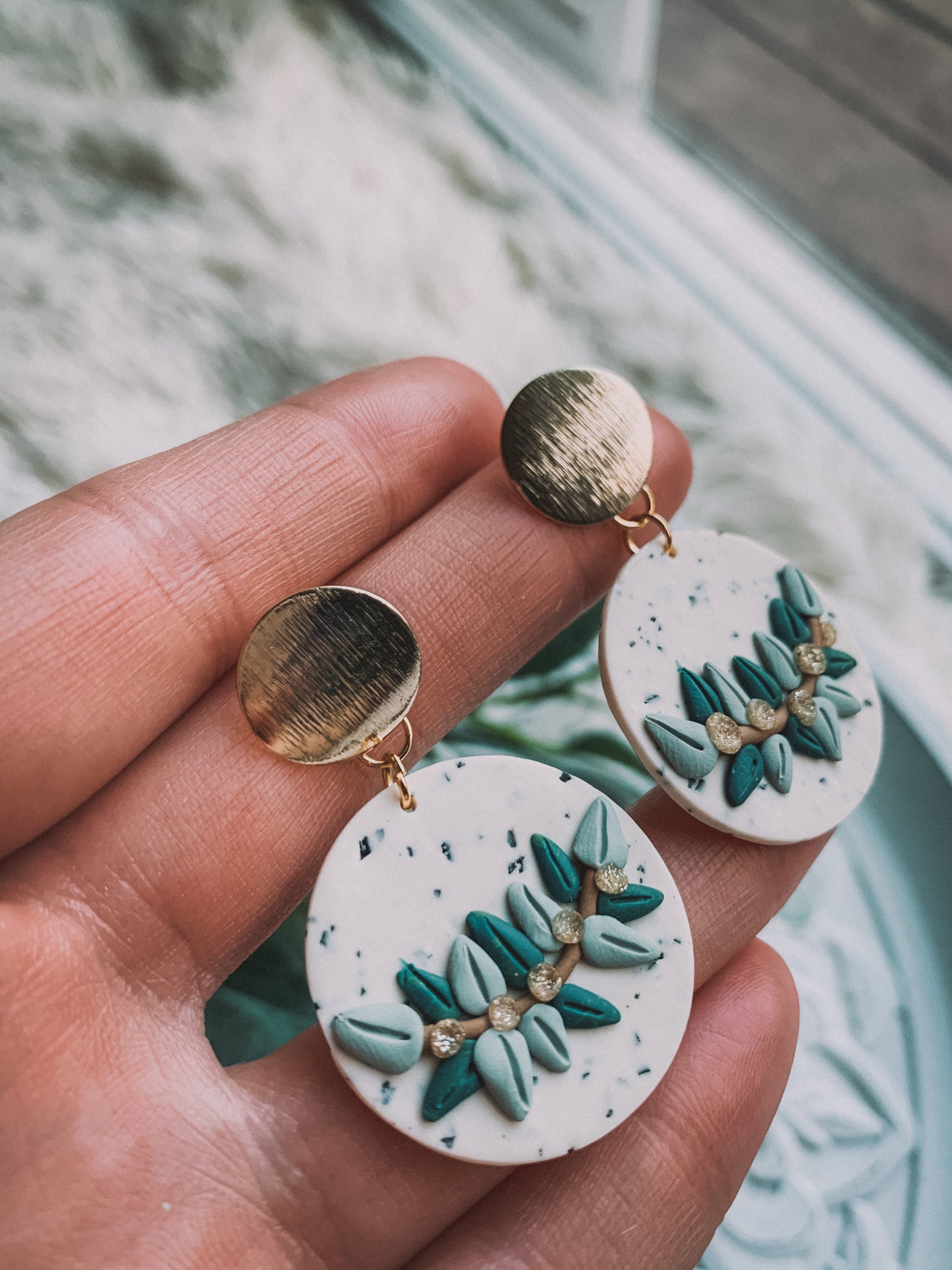 Winter Floral Rounds Dangle Earrings