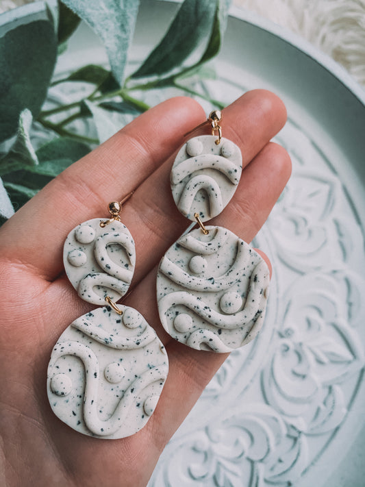 Mono Patterned Dangle Earrings // Cookies N Cream