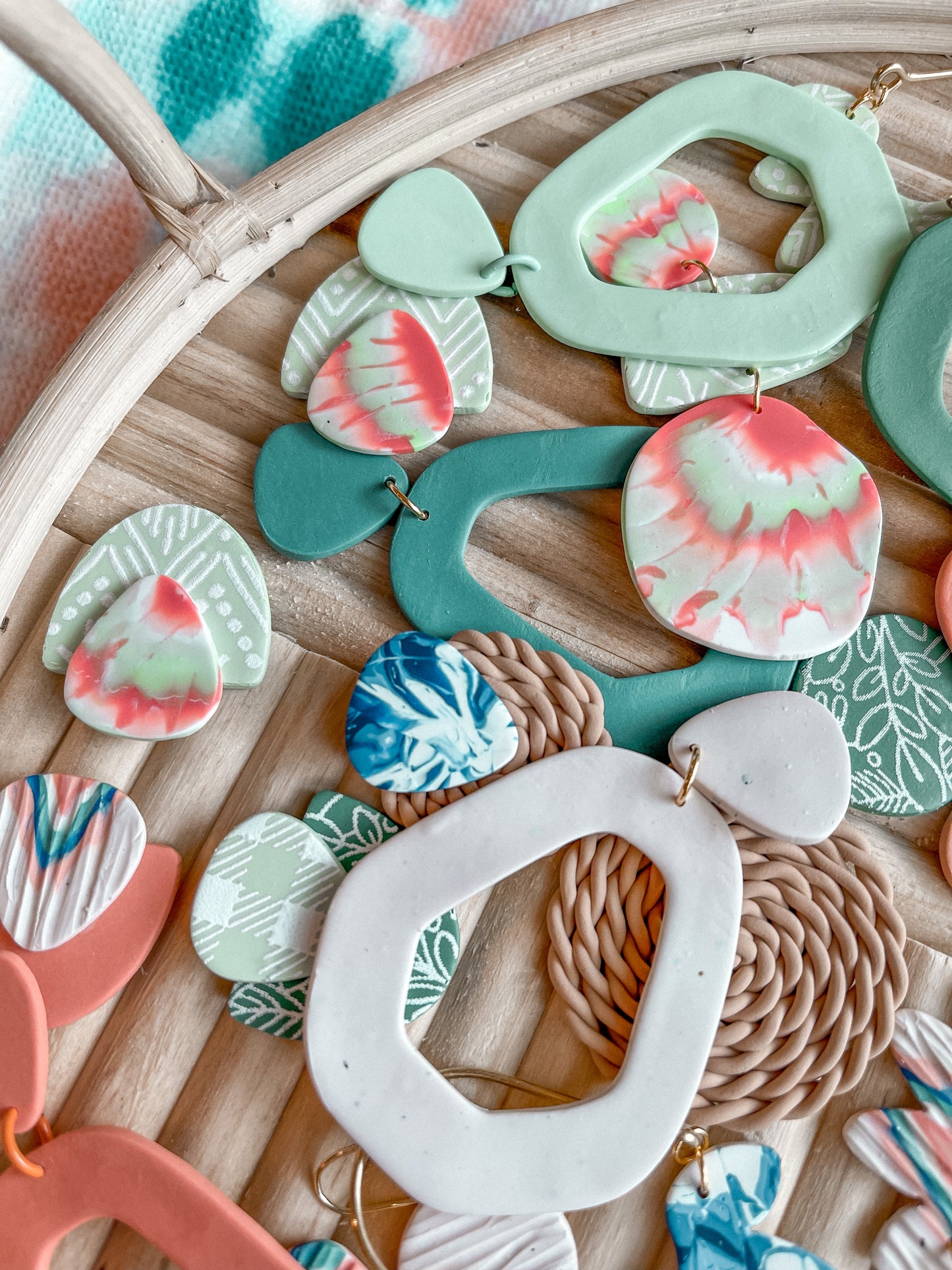 Tie Dye + Seafoam Print Statement Studs // Summer Collection