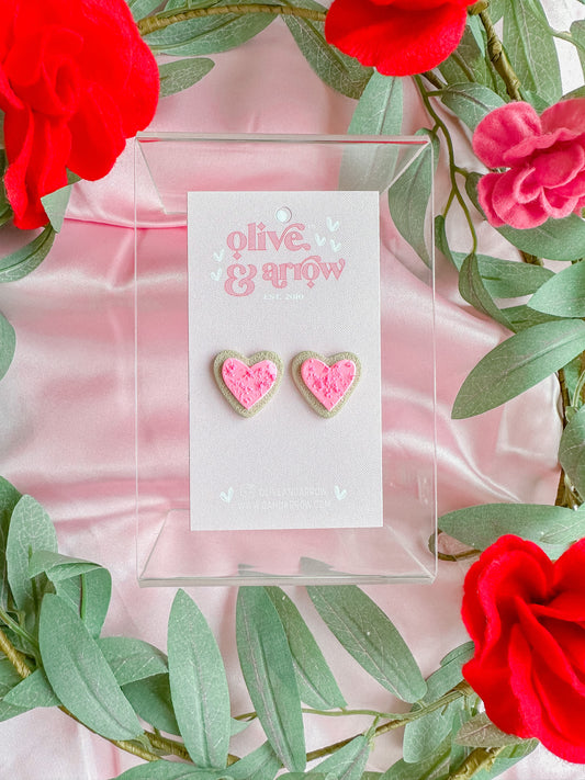 Frosted Heart Cookie Studs // Vday 2023