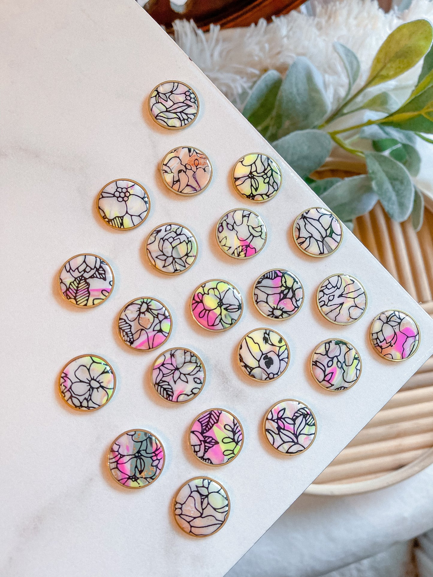 Floral Scrappy Round Studs  // Jackson Collection