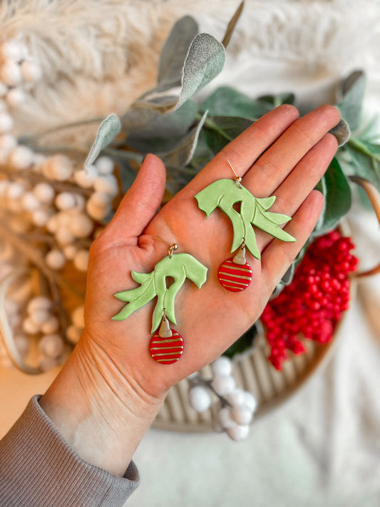 Grinch Hand Ornament Dangles // Holiday Collection