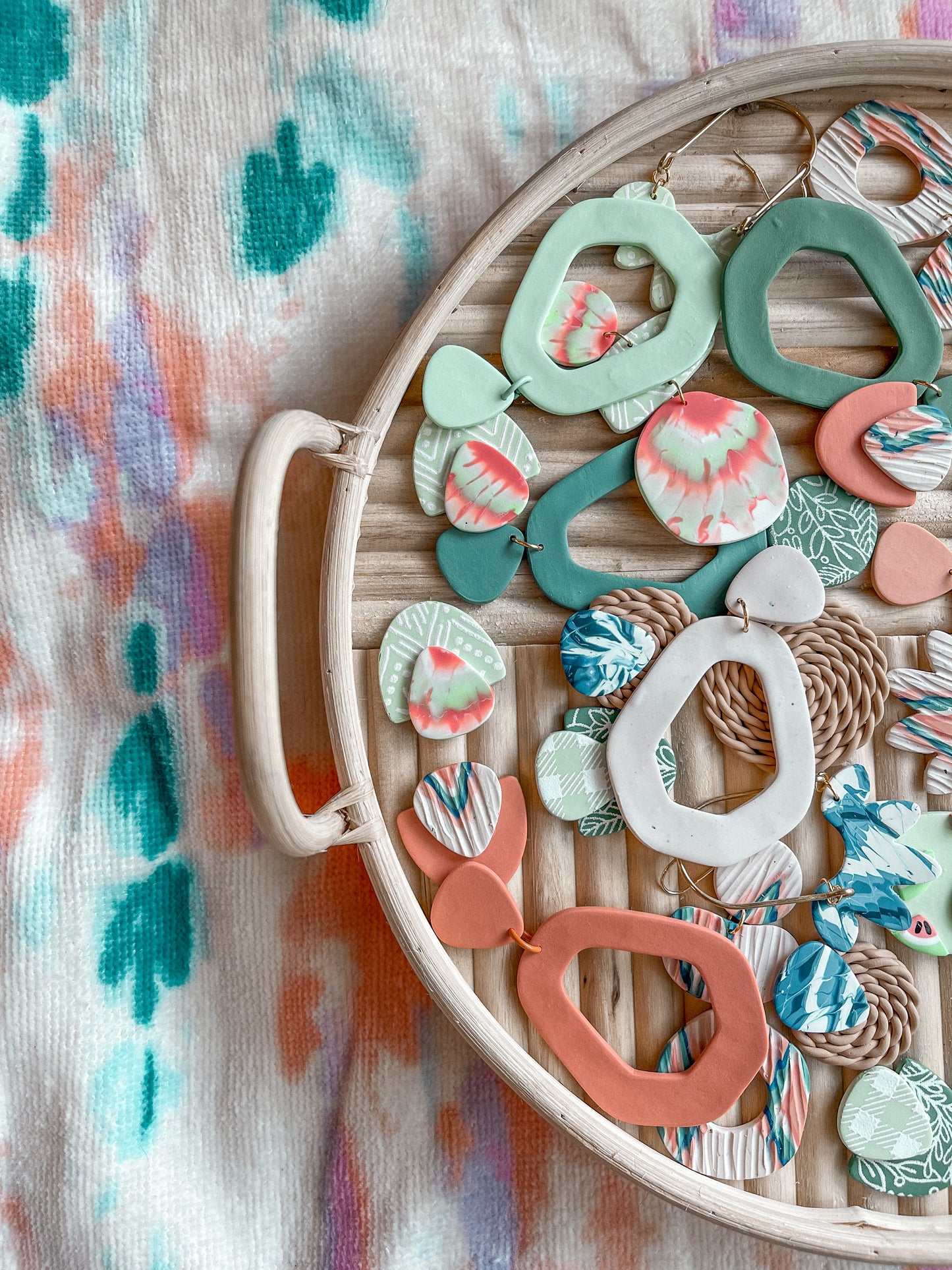 Tie Dye + Seafoam Print Statement Studs // Summer Collection