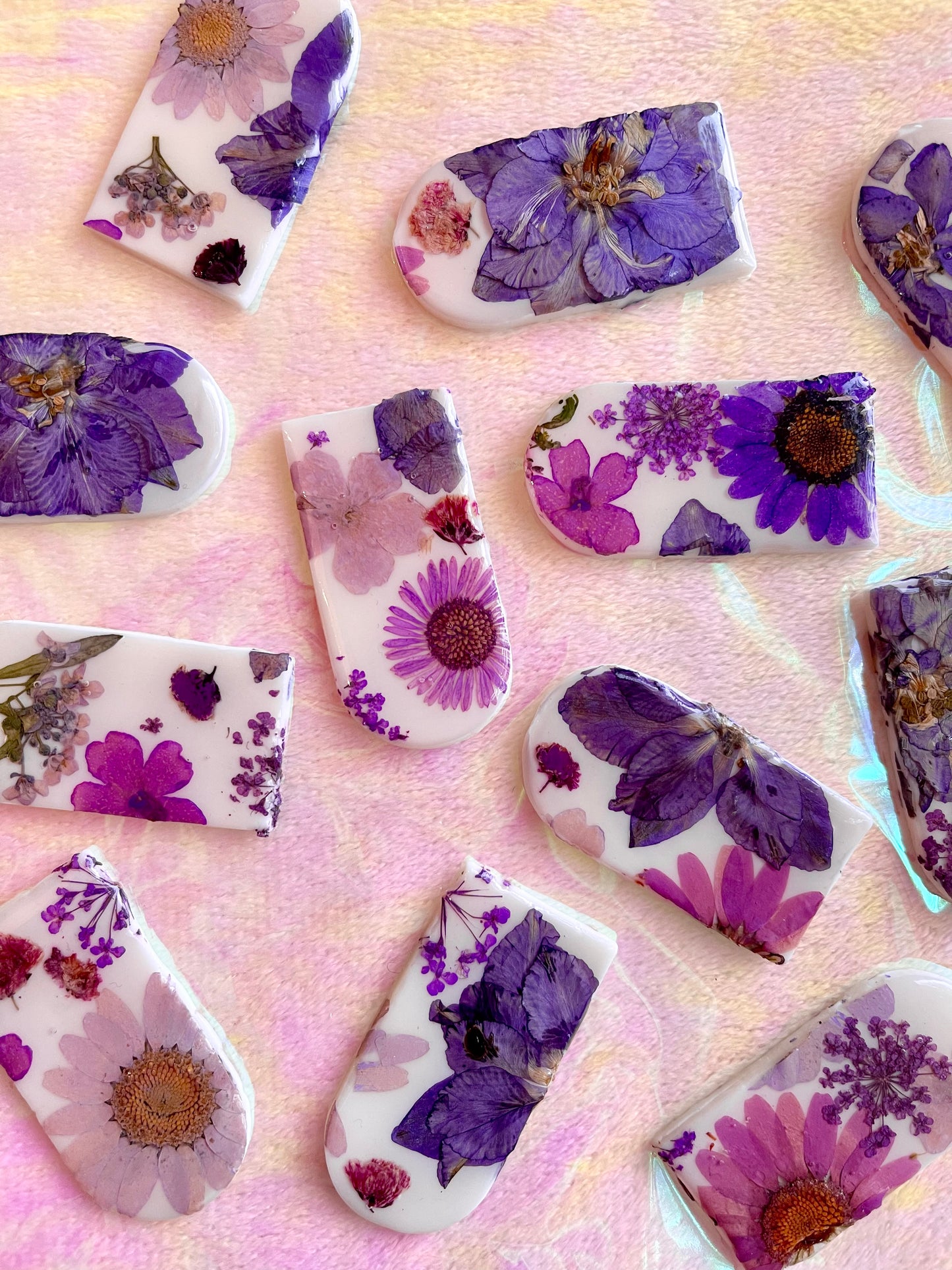Violet Pressed Floral Dangles // Spring Collection