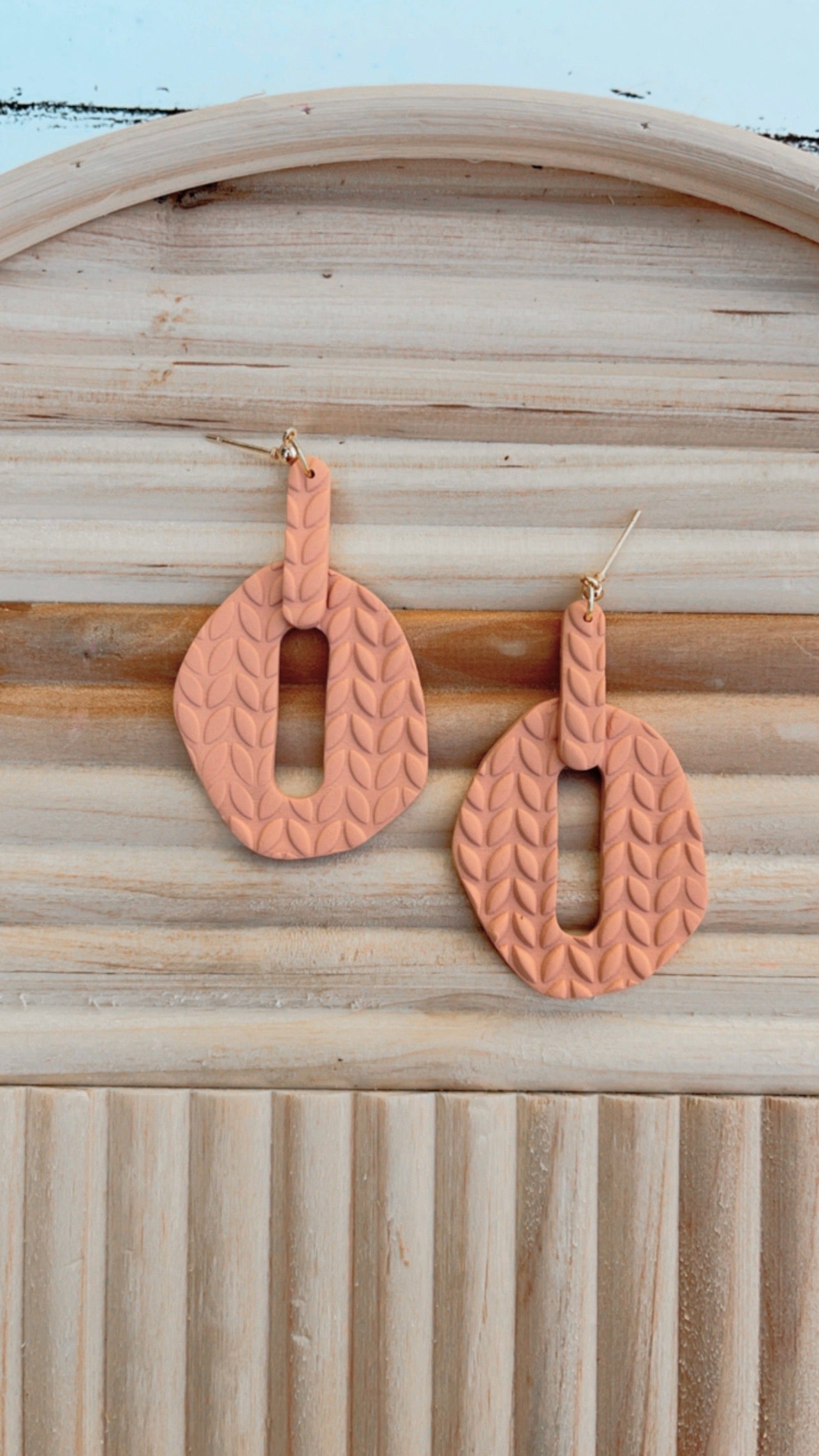 Peach Textured Abstract Dangles // Spring Collection