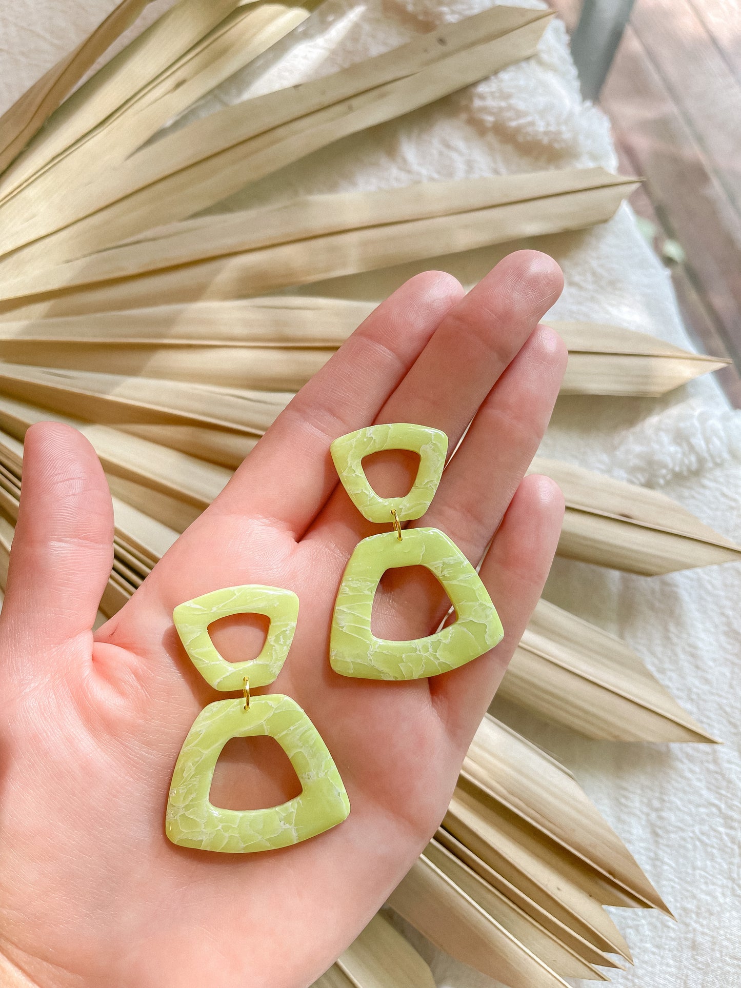 Key Lime Marble Trapezoid Dangles // Summer Collection 2022
