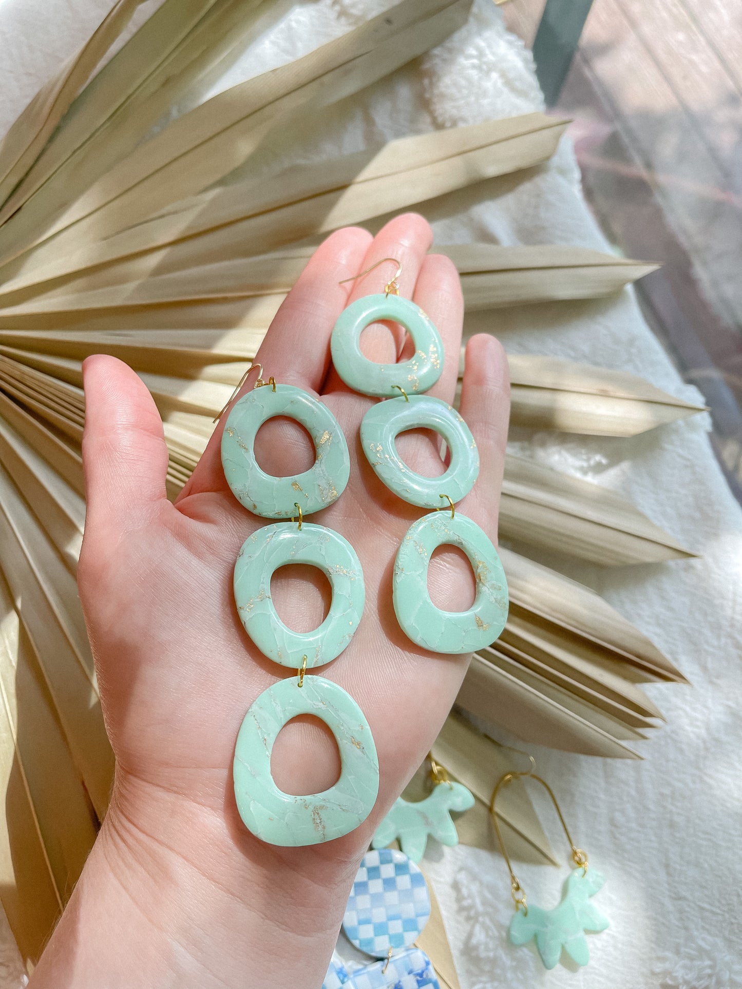 Aqua Marble Round Dangles // Summer Collection 2022