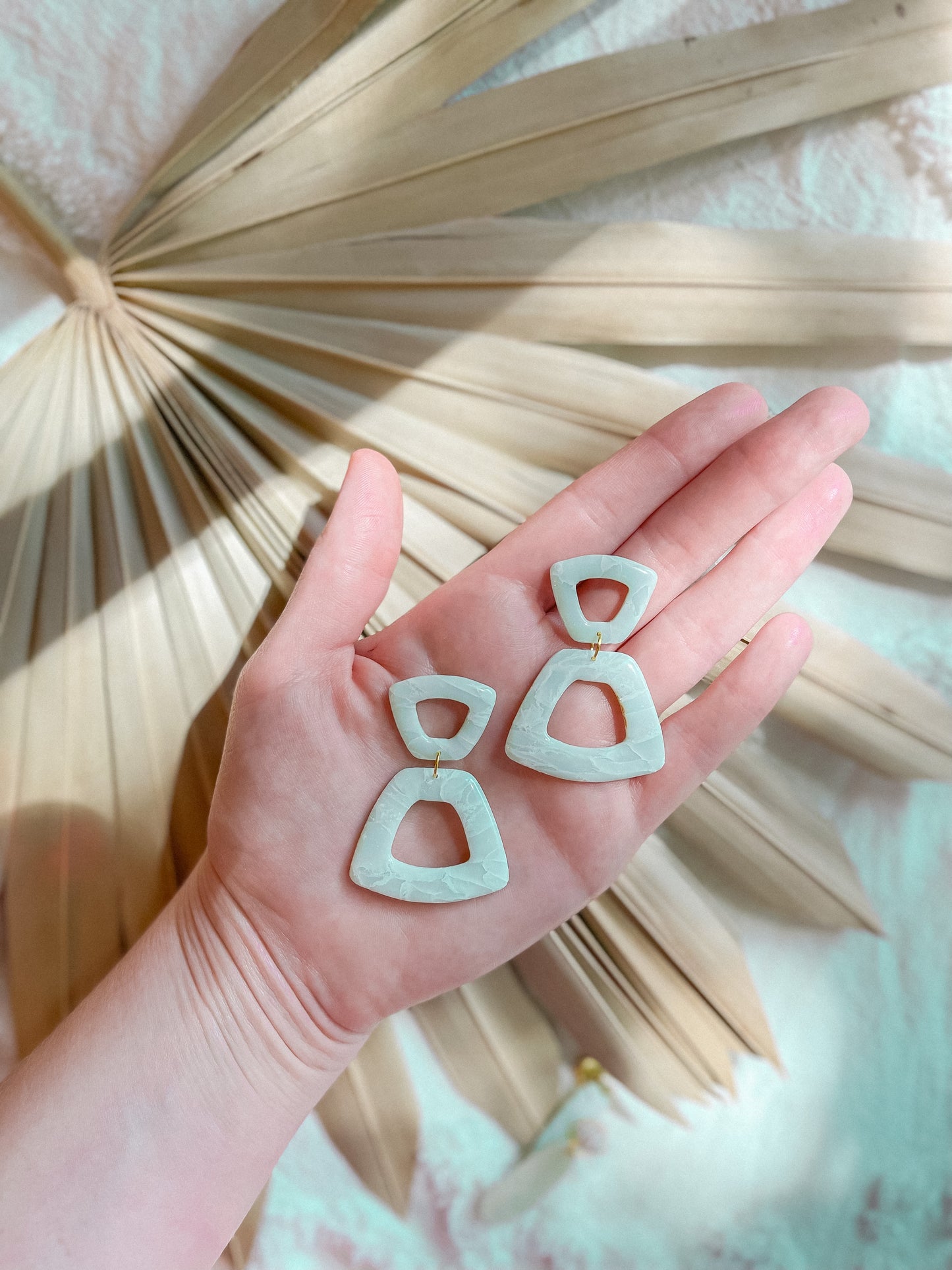 Seafoam Marble Trapezoid Dangles // Summer Collection 2022