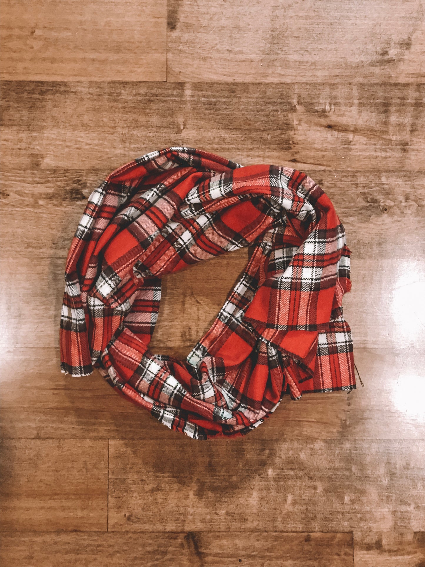 Red Plaid Blanket Scarf Handmade Tartan Shawl Wrap Warmer