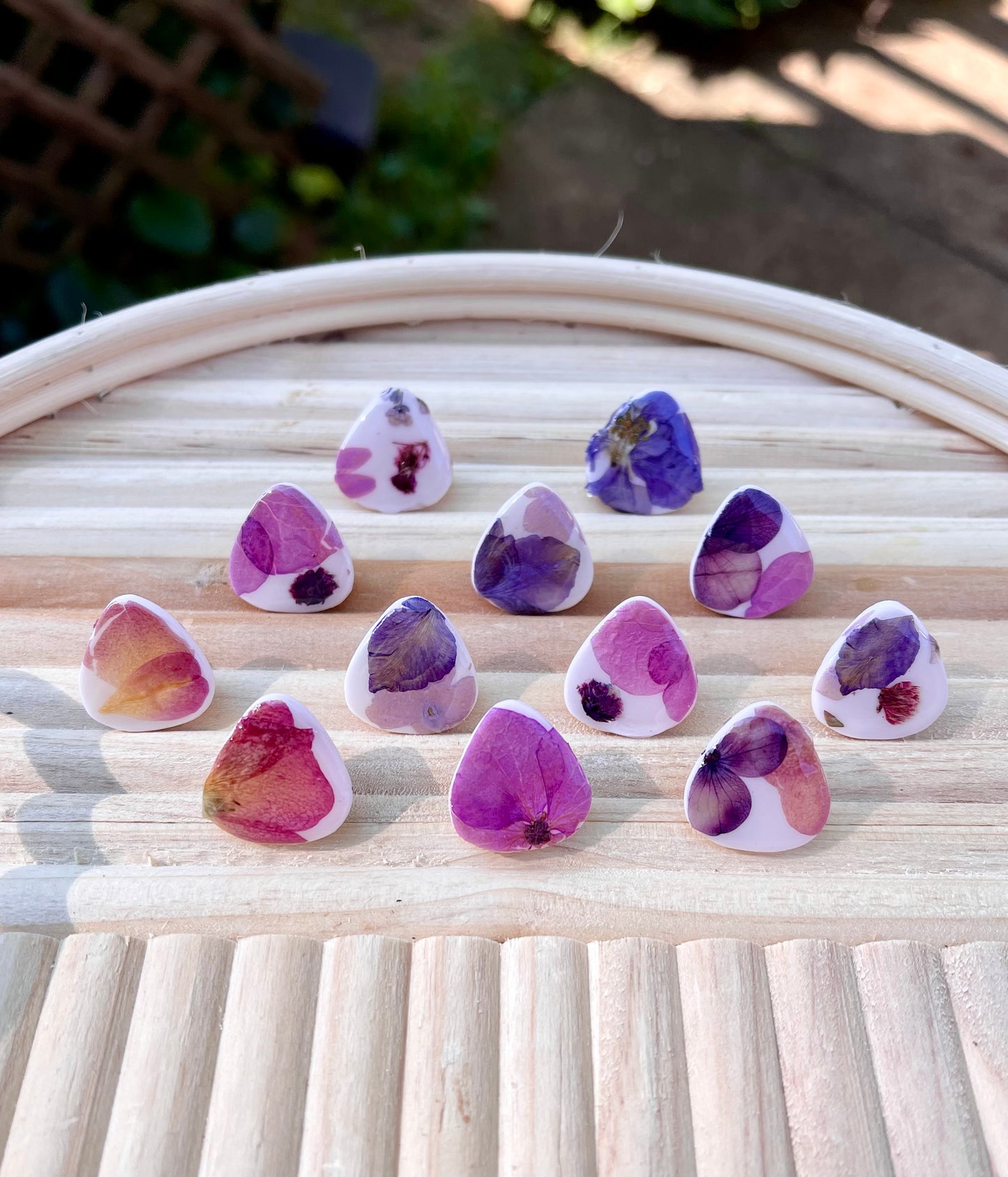 Violet Pressed Floral Studs // Spring Collection