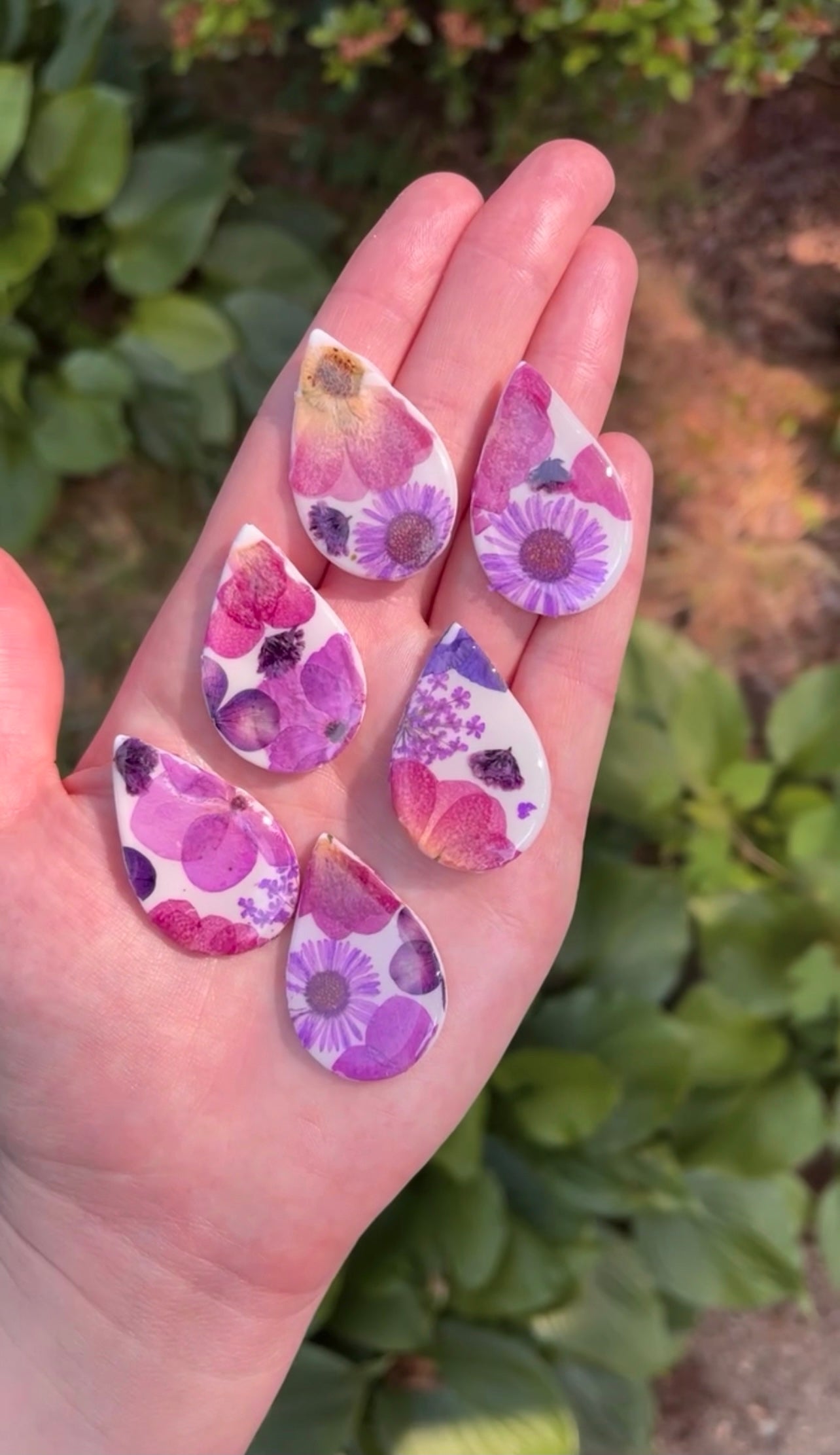Violet Pressed Floral Teardrop Dangles // Spring Collection