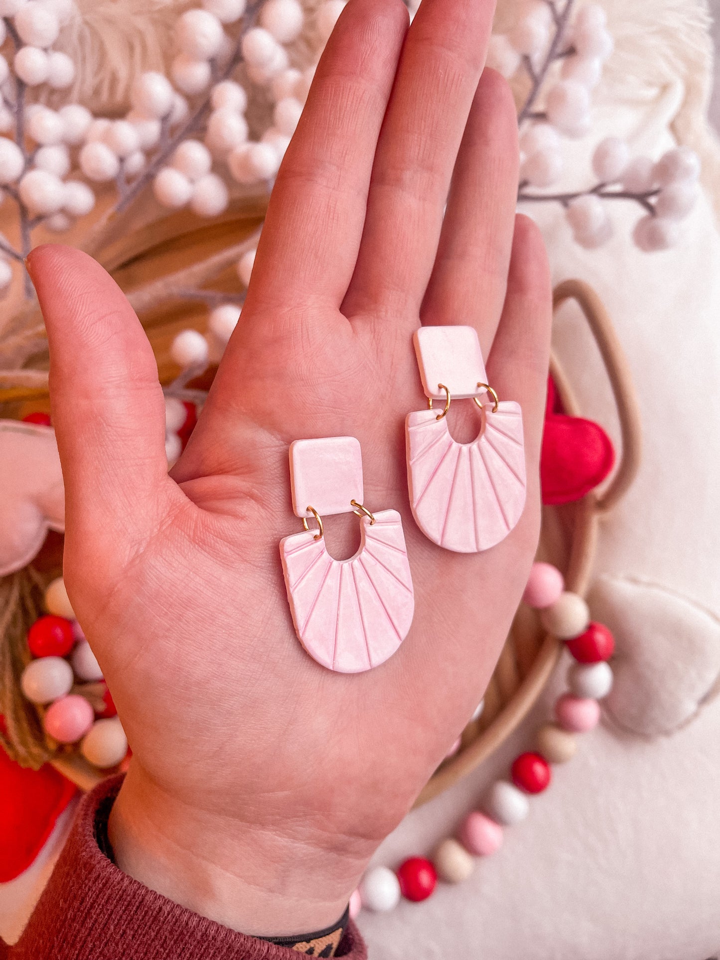 Pink Iridescent Art Deco Dangles // Valentines 2022 Collection