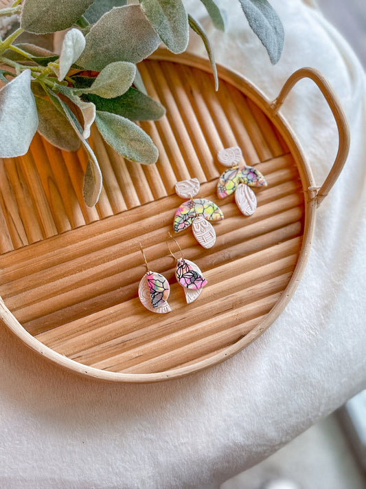Floral Scrappy Textured Half Circle Hoops // Jackson Collection