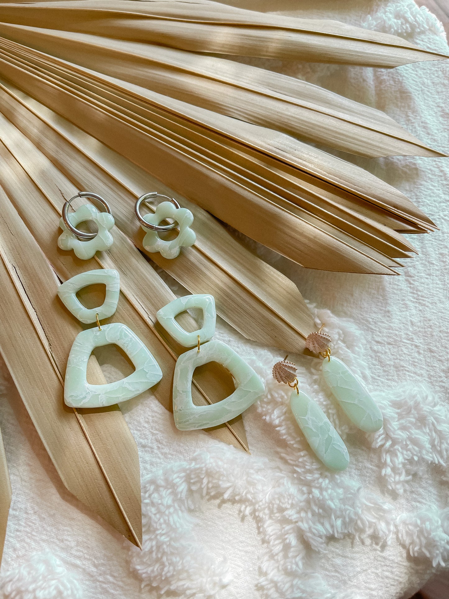 Seafoam Marble Trapezoid Dangles // Summer Collection 2022