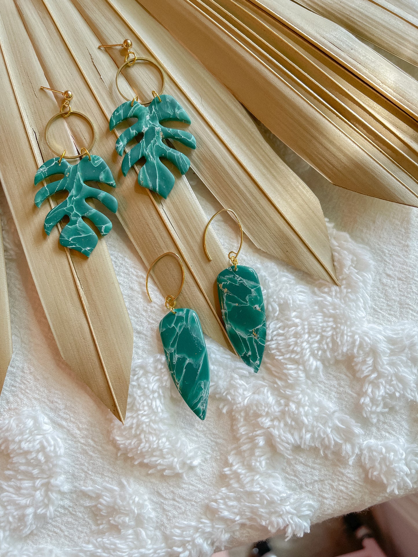 Jade Marble Palm Leaf Dangles // Summer Collection 2022