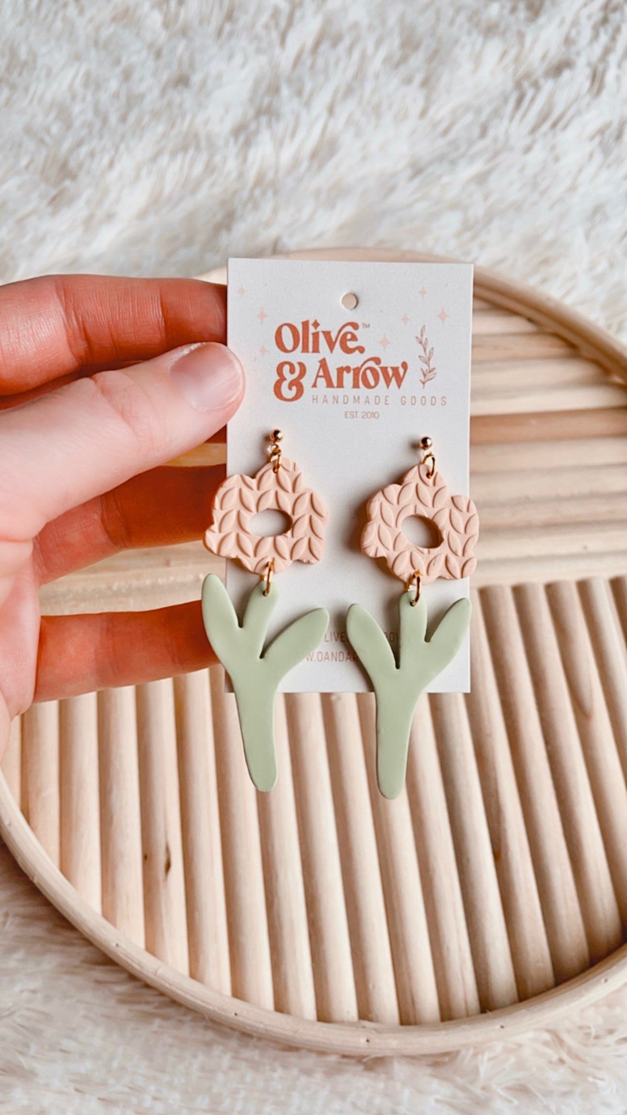 Textured Flower Dangles- Light Coral // Spring Collection