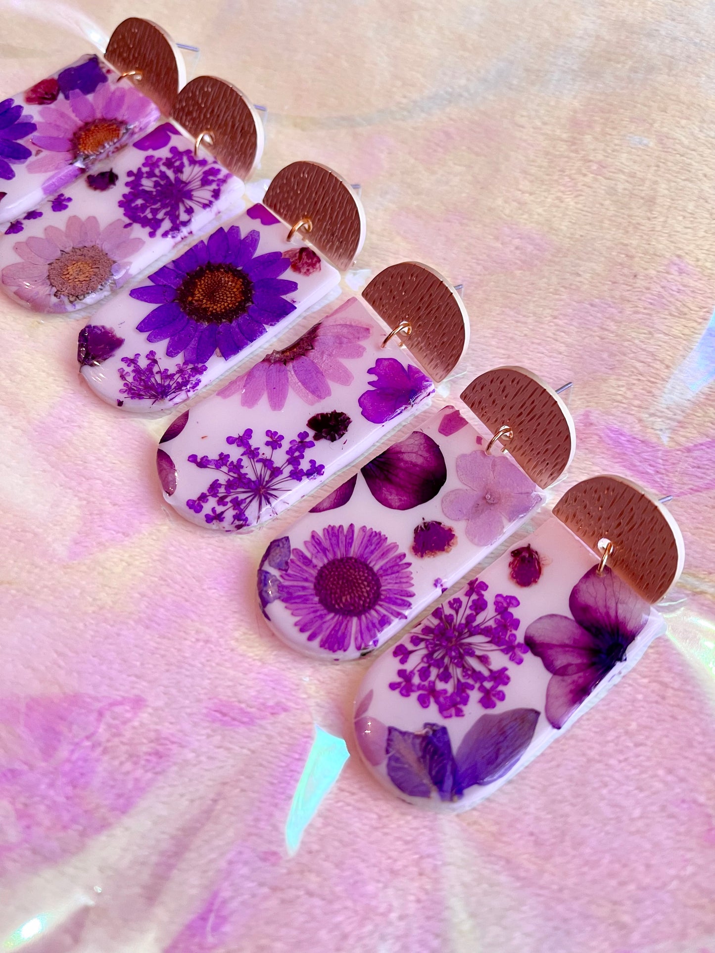 Violet Pressed Floral Dangles // Spring Collection