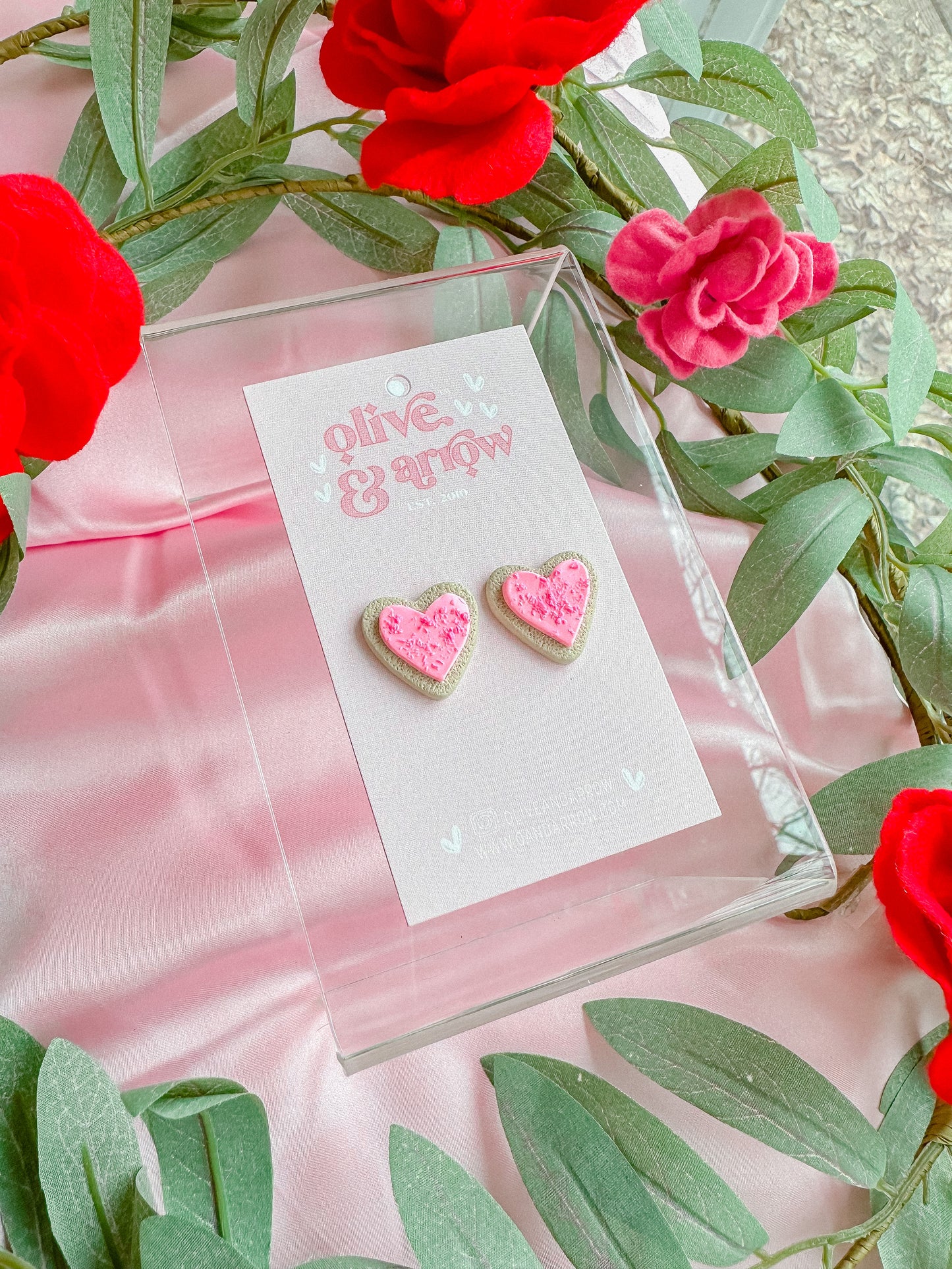 Frosted Heart Cookie Studs // Vday 2023
