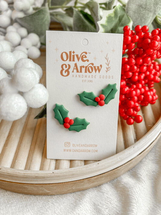 Holly Ear Climber Studs // Holiday Collection